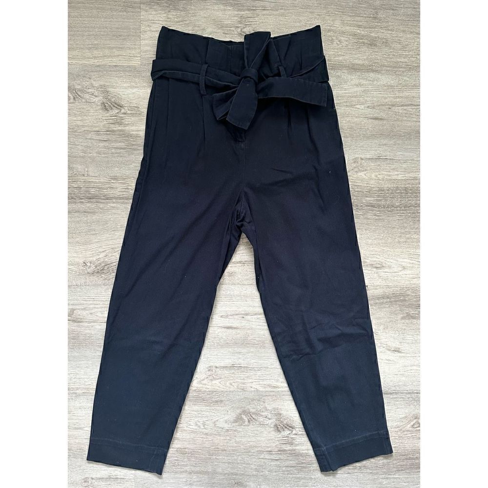 COS 2 High Waist Paper Bag Trouser Pants - Navy Blue